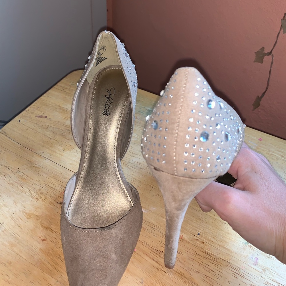 Tan Bedazzled Heels